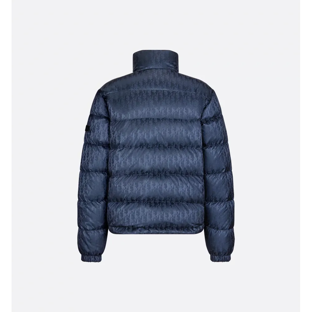 Dior Oblique Down Jacket Navy Blue Technical Jacquard