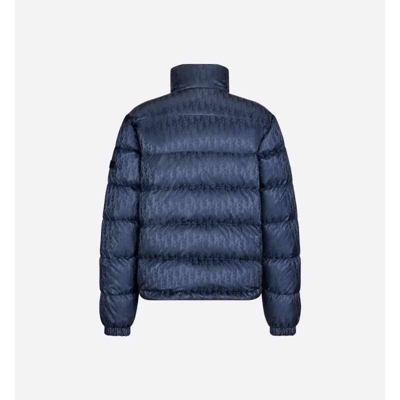 Dior Oblique Down Jacket Navy Blue Technical Jacquard