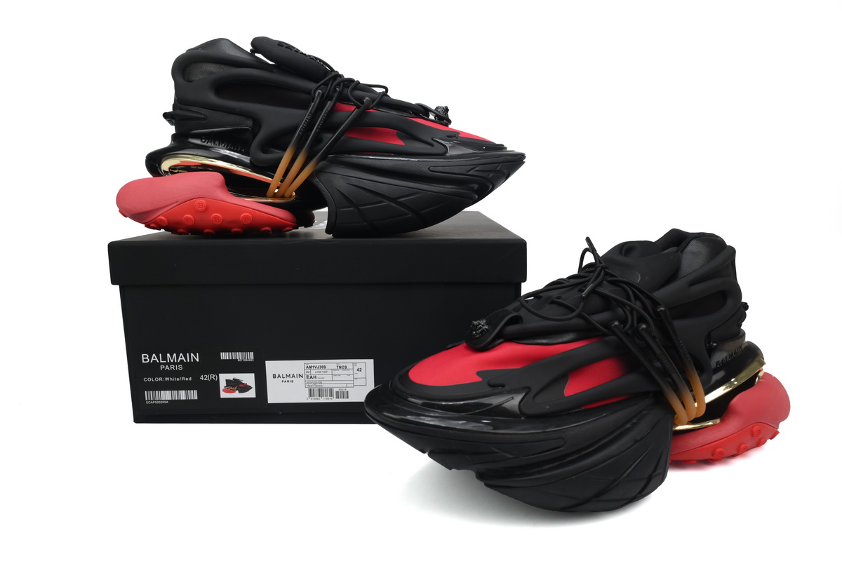 PK God Batch Balmain Unicorn Low-Top Black Red YM1VJ309