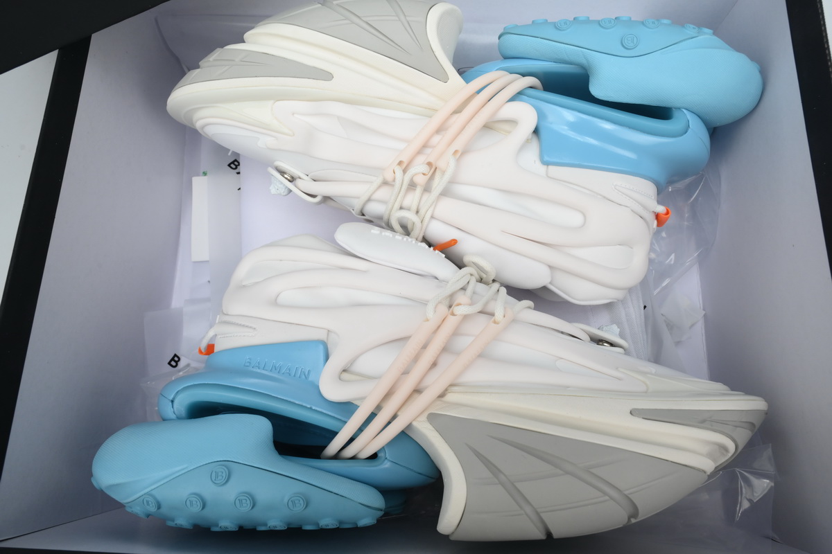 PK God Batch Balmain Unicorn Low-Top White Blue YM1VJ309