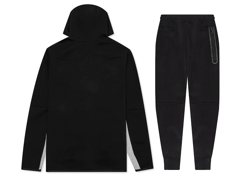 Nike Sportswear Tech Fleece Windrunner Full Zip Hoodie & Joggers Set Black/Dark Grey Heather/White YZ 1005-CU4489