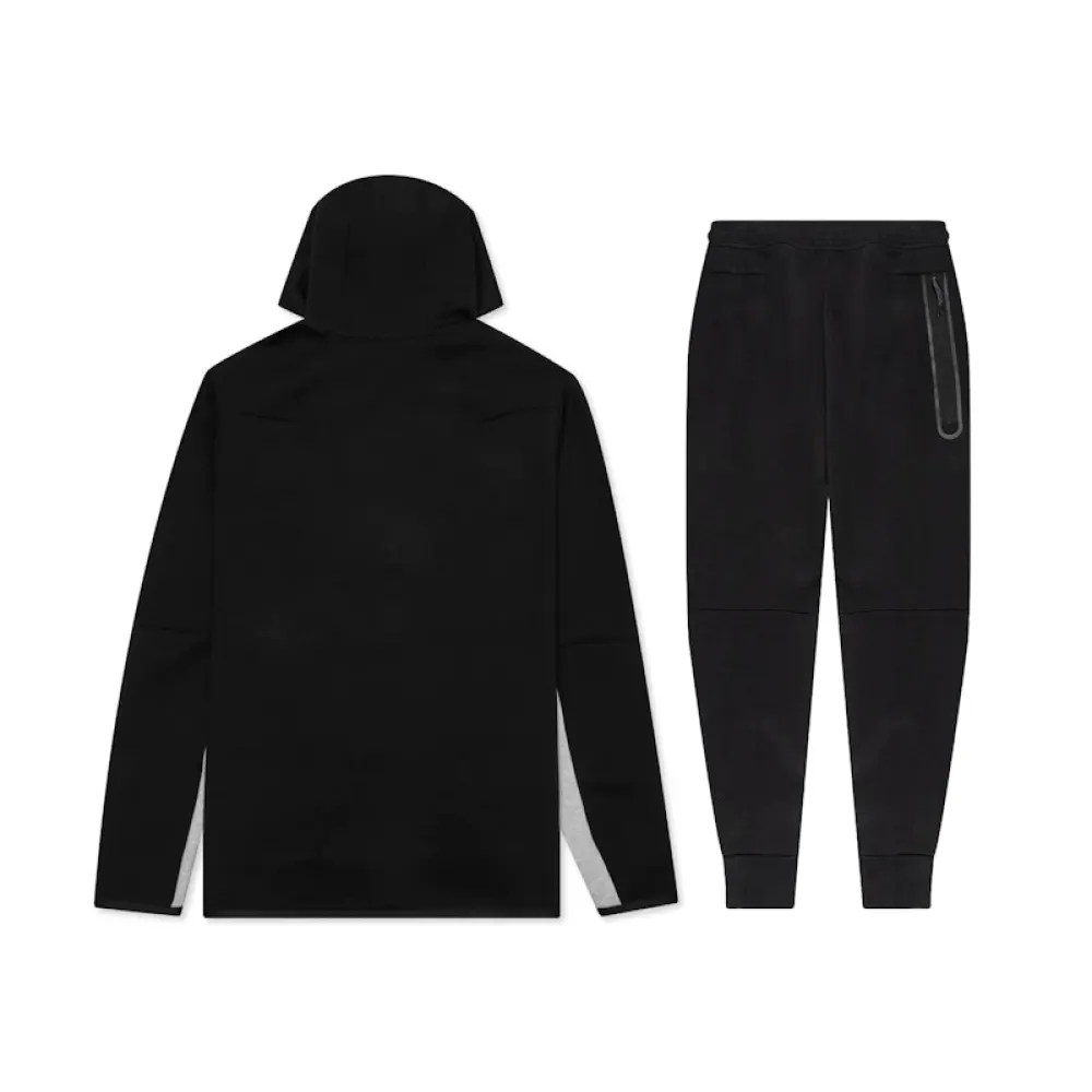 Nike Sportswear Tech Fleece Windrunner Full Zip Hoodie & Joggers Set Black/Dark Grey Heather/White YZ 1005-CU4489