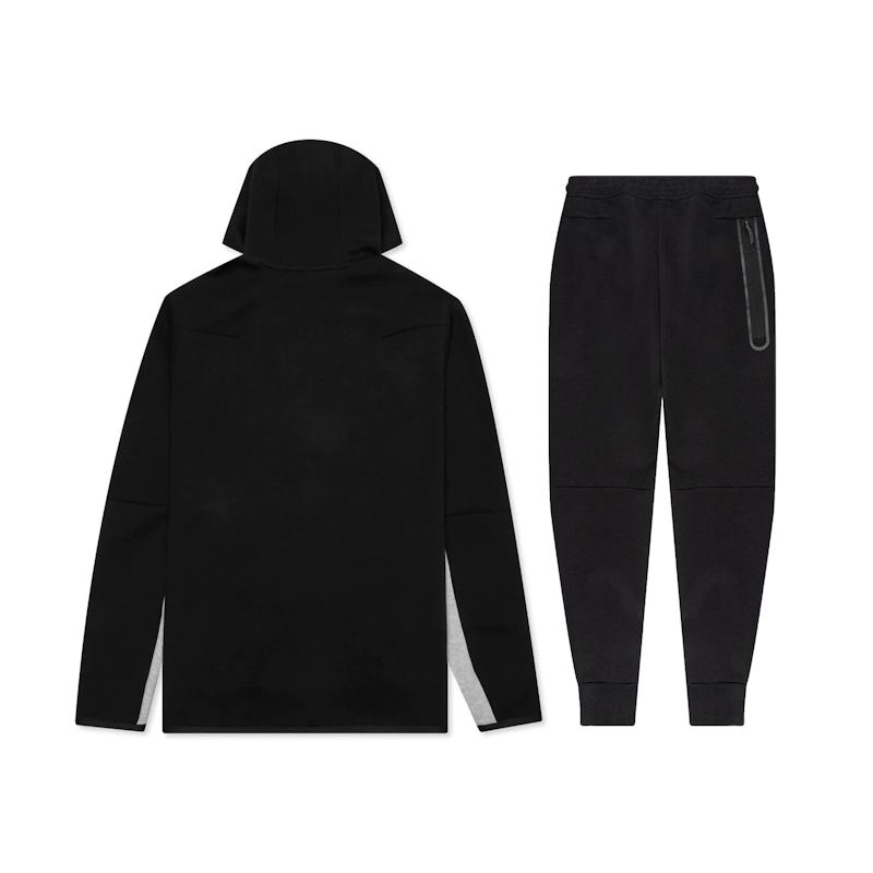 Nike Sportswear Tech Fleece Windrunner Full Zip Hoodie & Joggers Set Black/Dark Grey Heather/White YZ 1005-CU4489