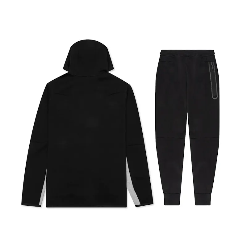Nike Sportswear Tech Fleece Windrunner Full Zip Hoodie & Joggers Set Black/Dark Grey Heather/White YZ 1005-CU4489