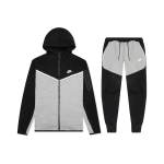 Nike Sportswear Tech Fleece Windrunner Full Zip Hoodie & Joggers Set Black/Dark Grey Heather/White YZ 1005-CU4489