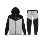 Nike Sportswear Tech Fleece Windrunner Full Zip Hoodie & Joggers Set Black/Dark Grey Heather/White YZ 1005-CU4489