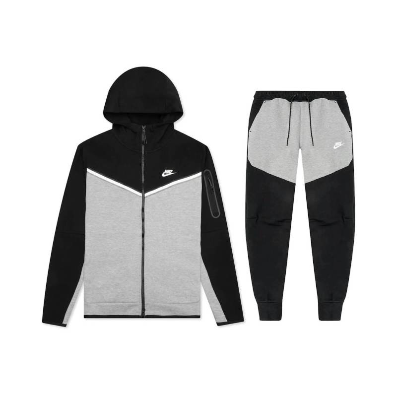 Nike Sportswear Tech Fleece Windrunner Full Zip Hoodie & Joggers Set Black/Dark Grey Heather/White YZ 1005-CU4489