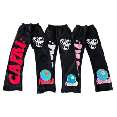 Hellstar Project Capri Flared Pants Black Red/ Black White/ Black Pink YZ24100801 01