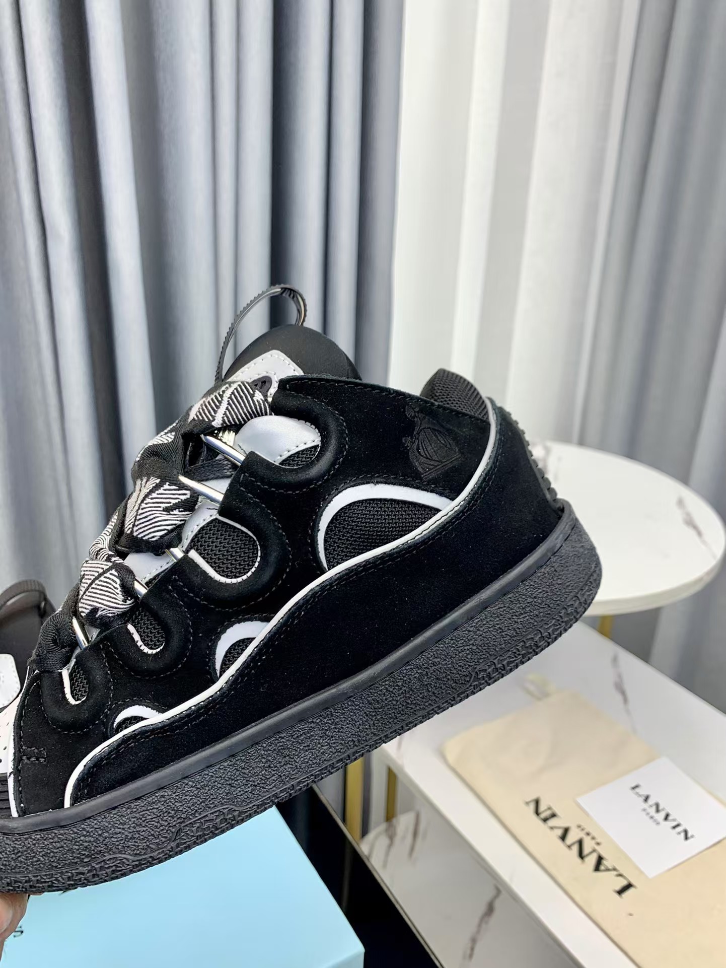 Lanvin Curb Sneaker Black Grey FM-SKRK11-REFL-P2210 PB111901