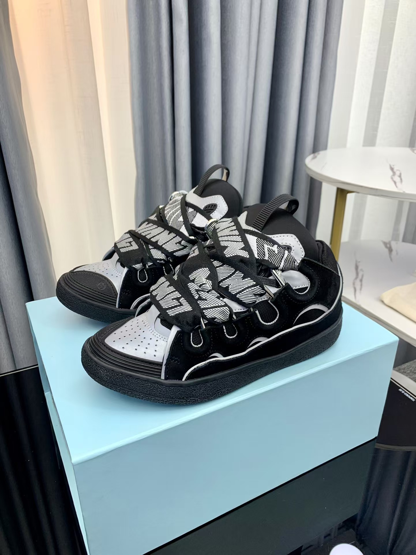 Lanvin Curb Sneaker Black Grey FM-SKRK11-REFL-P2210 PB111901