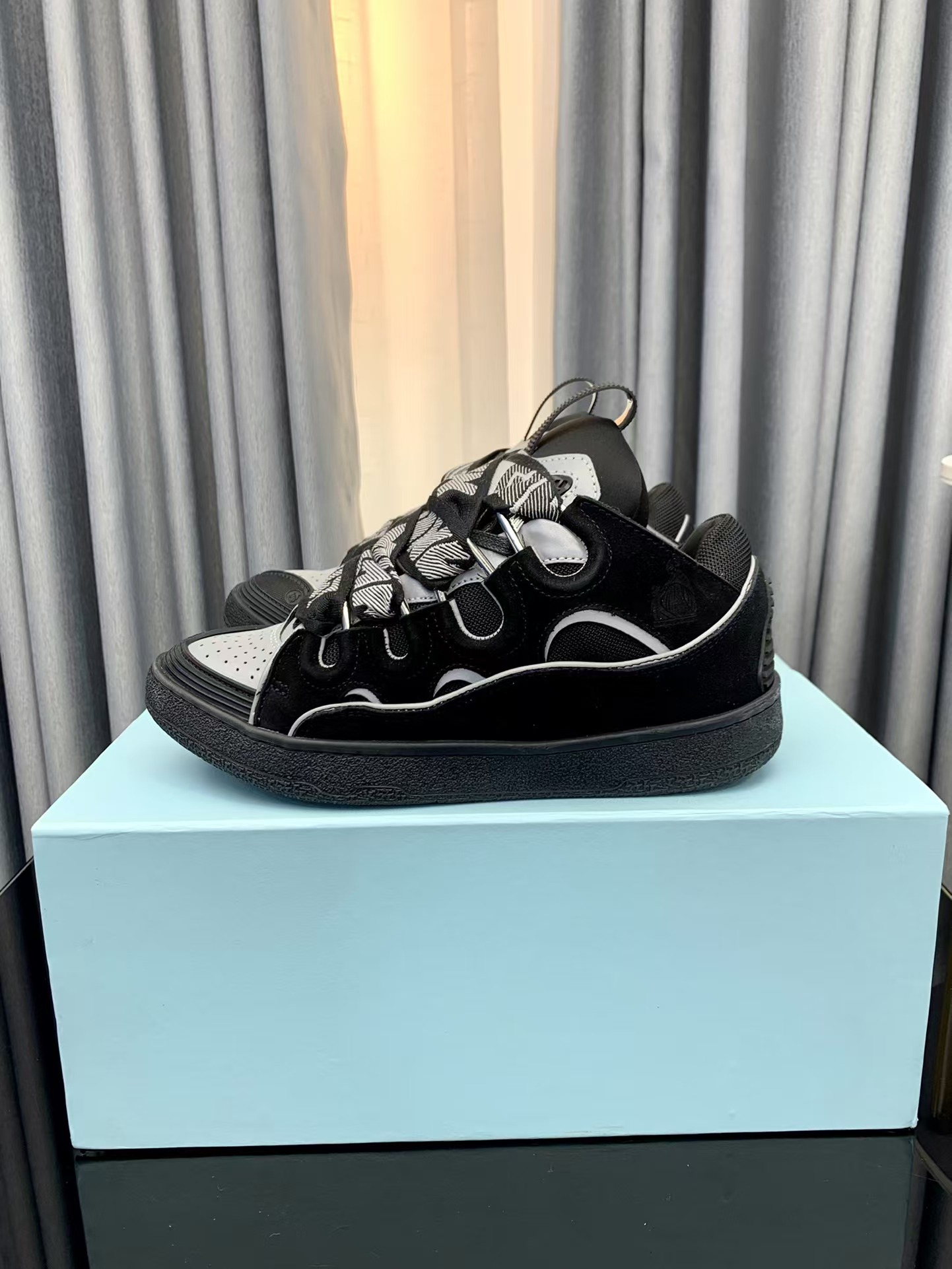Lanvin Curb Sneaker Black Grey FM-SKRK11-REFL-P2210 PB111901