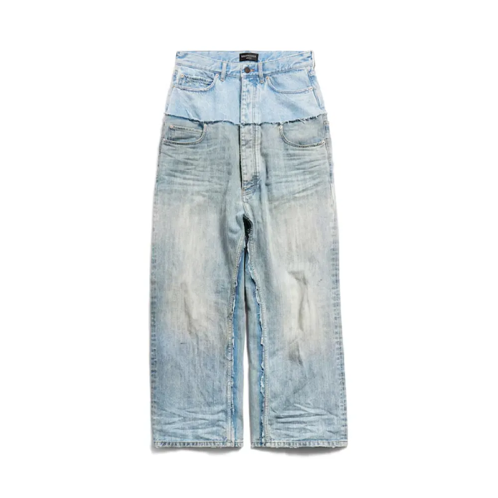 BALENCIAGA Cut-up Baggy Jeans Pants Blac/Blue 805094TRW918700