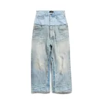 BALENCIAGA Cut-up Baggy Jeans Pants Blac/Blue 805094TRW918700