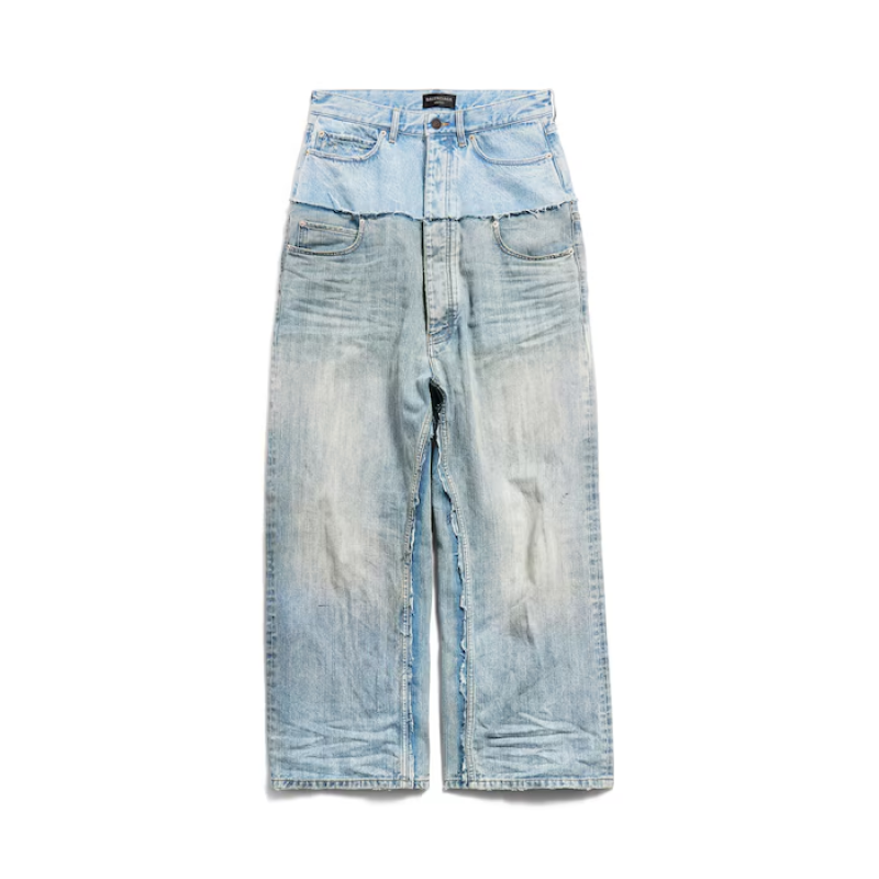 BALENCIAGA Cut-up Baggy Jeans Pants Blac/Blue 805094TRW918700