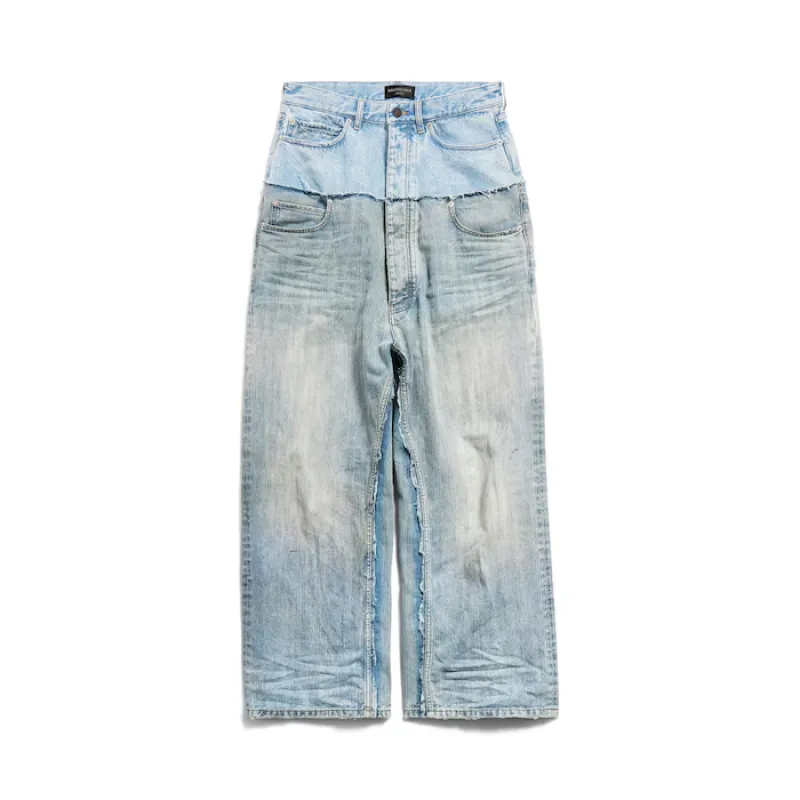 BALENCIAGA Cut-up Baggy Jeans Pants Blac/Blue 805094TRW918700