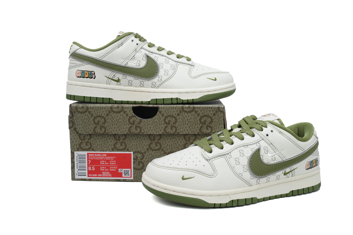 Ljr Batch Nike Dunk Low Gucci Green White Custom KK1888-006