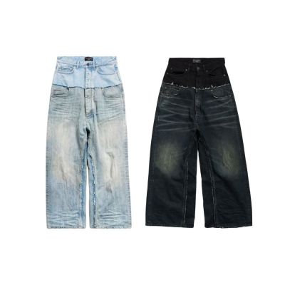 BALENCIAGA Cut-up Baggy Jeans Pants Blac/Blue 805094TRW918700 01