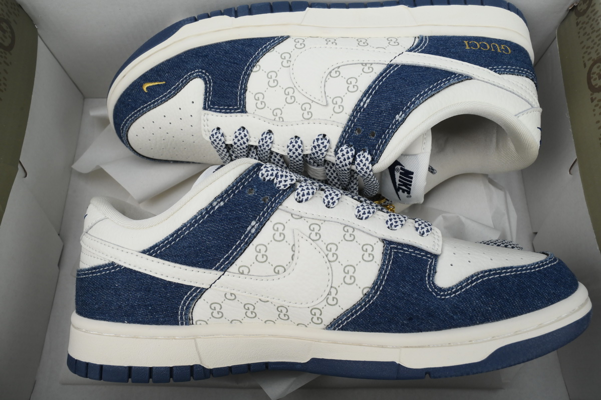 LJR Batch Nike Dunk Low x  Gucci White Denim Blue FC1688-141