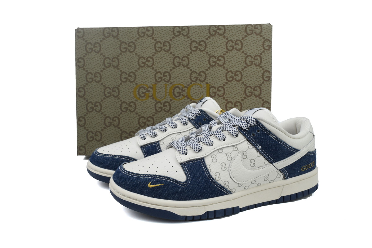 LJR Batch Nike Dunk Low x  Gucci White Denim Blue FC1688-141