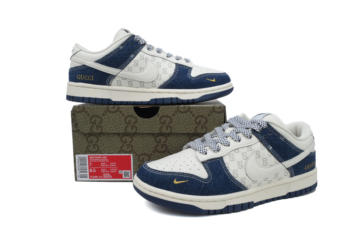 LJR Batch Nike Dunk Low x  Gucci White Denim Blue FC1688-141