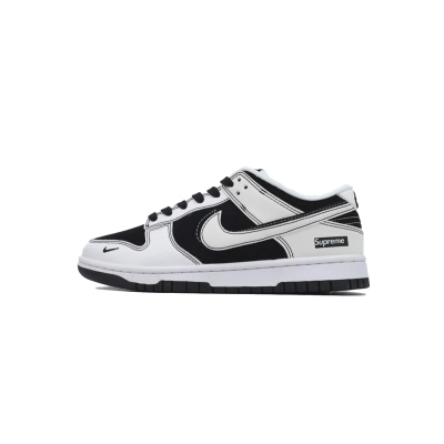 LJR Batch Nike Dunk Low x Supreme Black And White Double Hook Custom FC1688-144 01