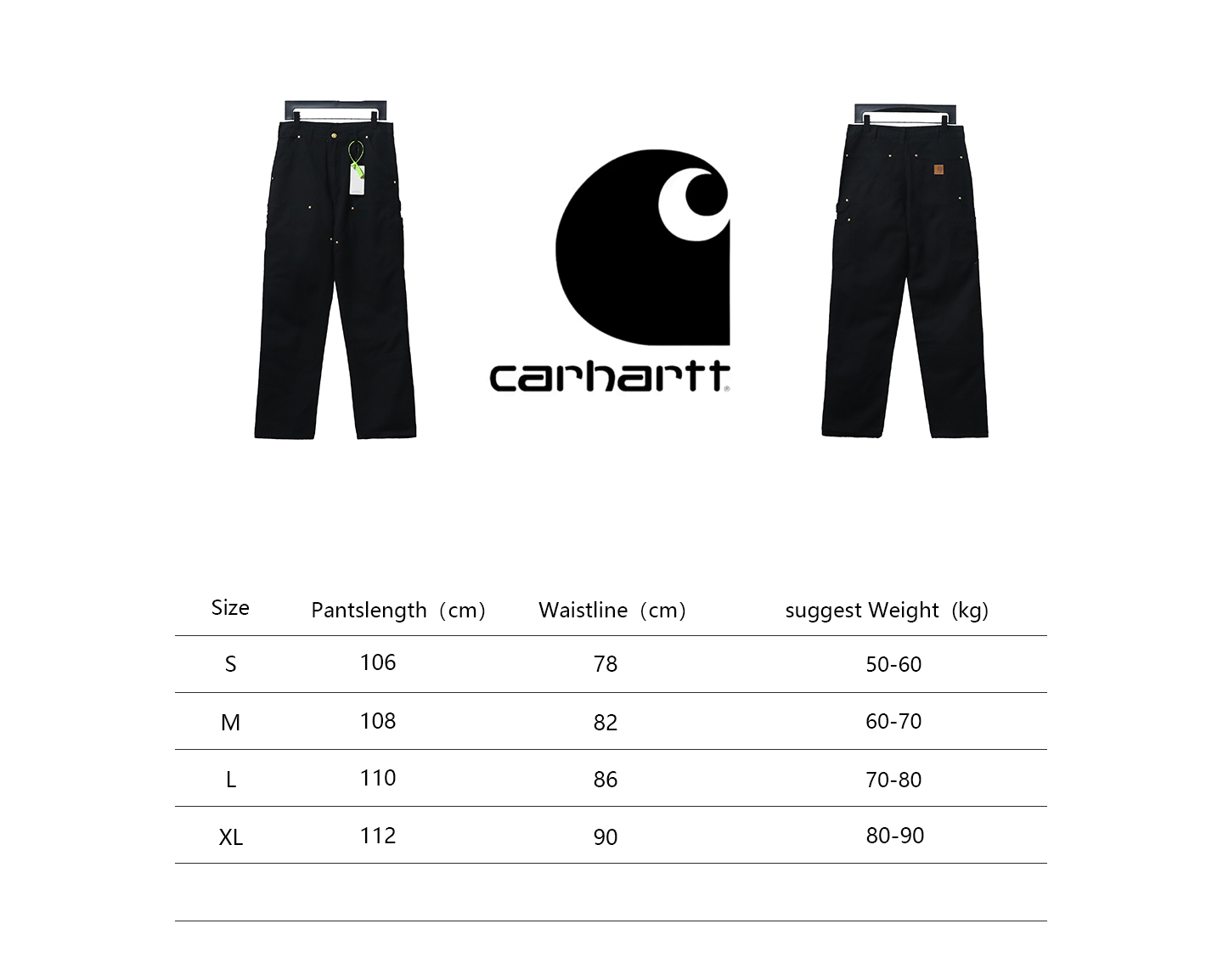 Carhartt washed distressed knee-length canvas overalls lumberjack pants black