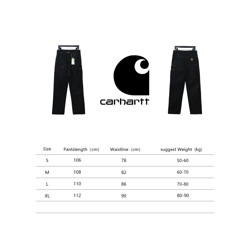 Carhartt washed distressed knee-length canvas overalls lumberjack pants black