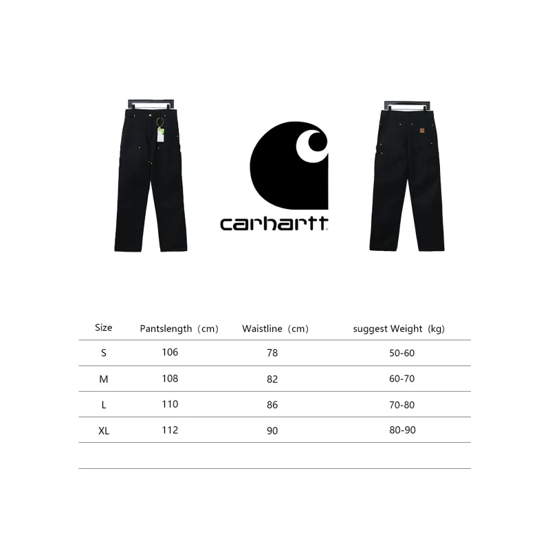Carhartt washed distressed knee-length canvas overalls lumberjack pants black