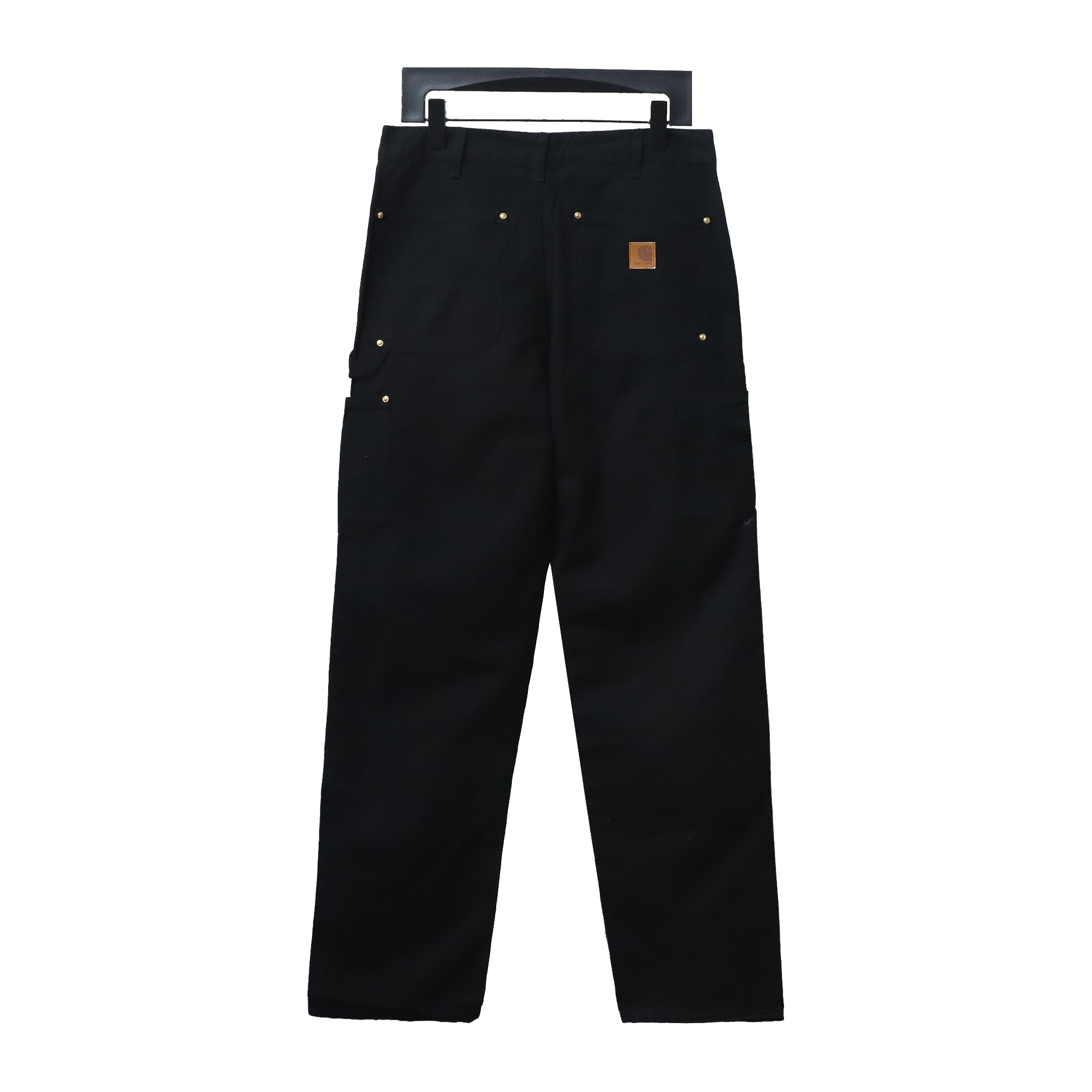 Carhartt washed distressed knee-length canvas overalls lumberjack pants black
