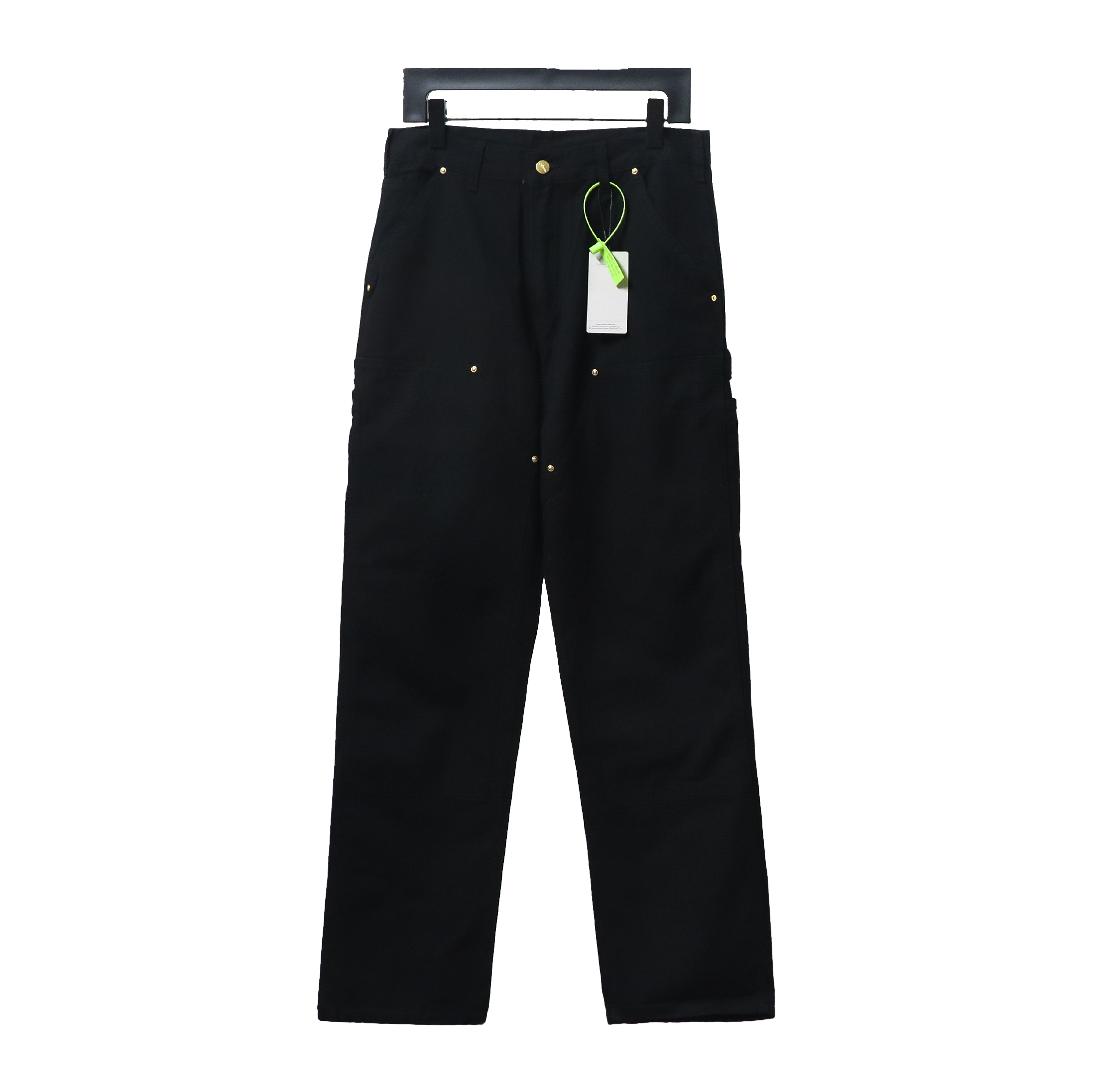 Carhartt washed distressed knee-length canvas overalls lumberjack pants black