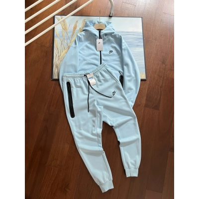 Nike Sportswear Tech Fleece Windrunner Hoodie & Joggers Pant Set Blue YZ FB7922 FB8002 01