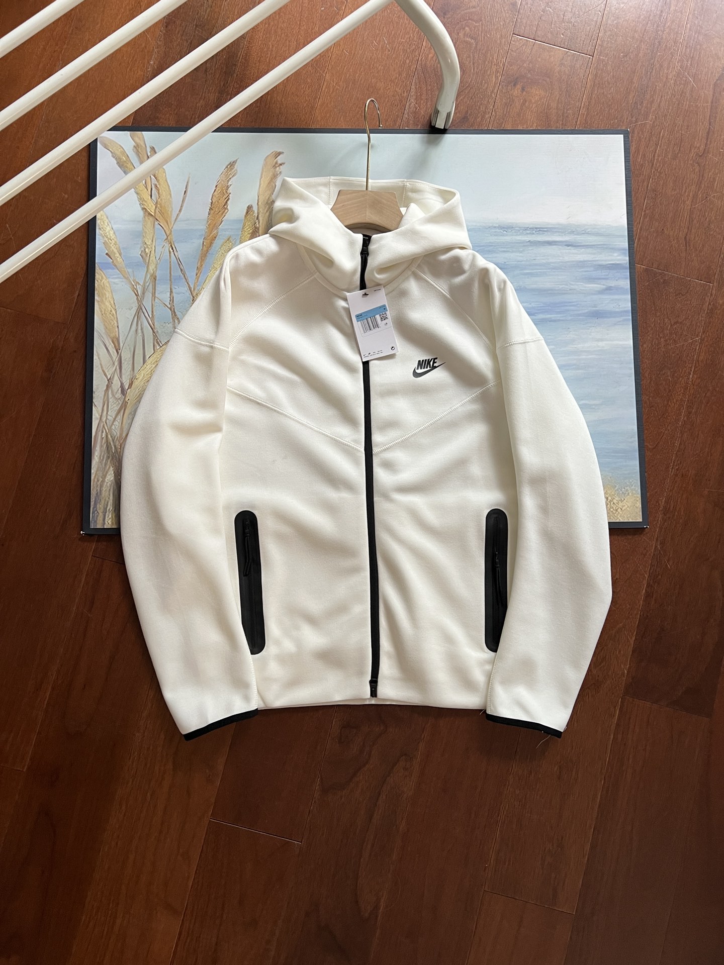Nike Sportswear Tech Fleece Windrunner Hoodie & Joggers Pant Set White YZ FB7922 FB8002