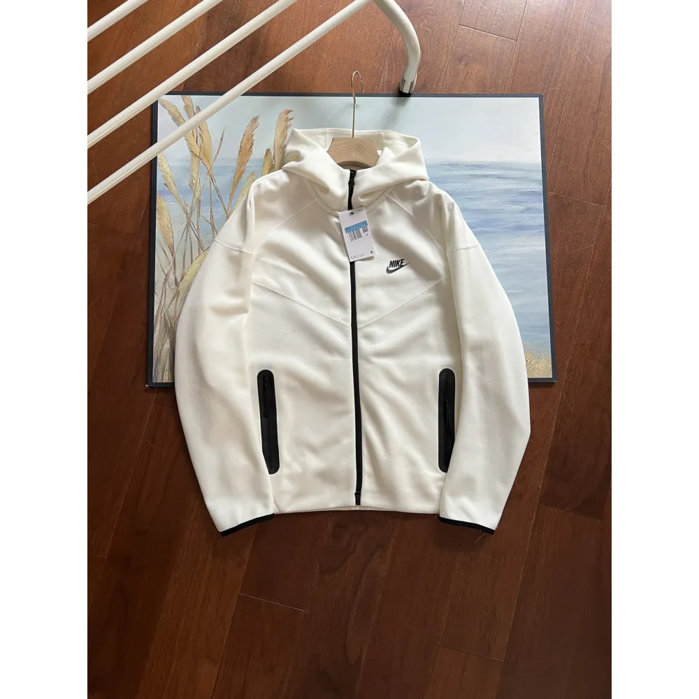 Nike Sportswear Tech Fleece Windrunner Hoodie & Joggers Pant Set White YZ FB7922 FB8002