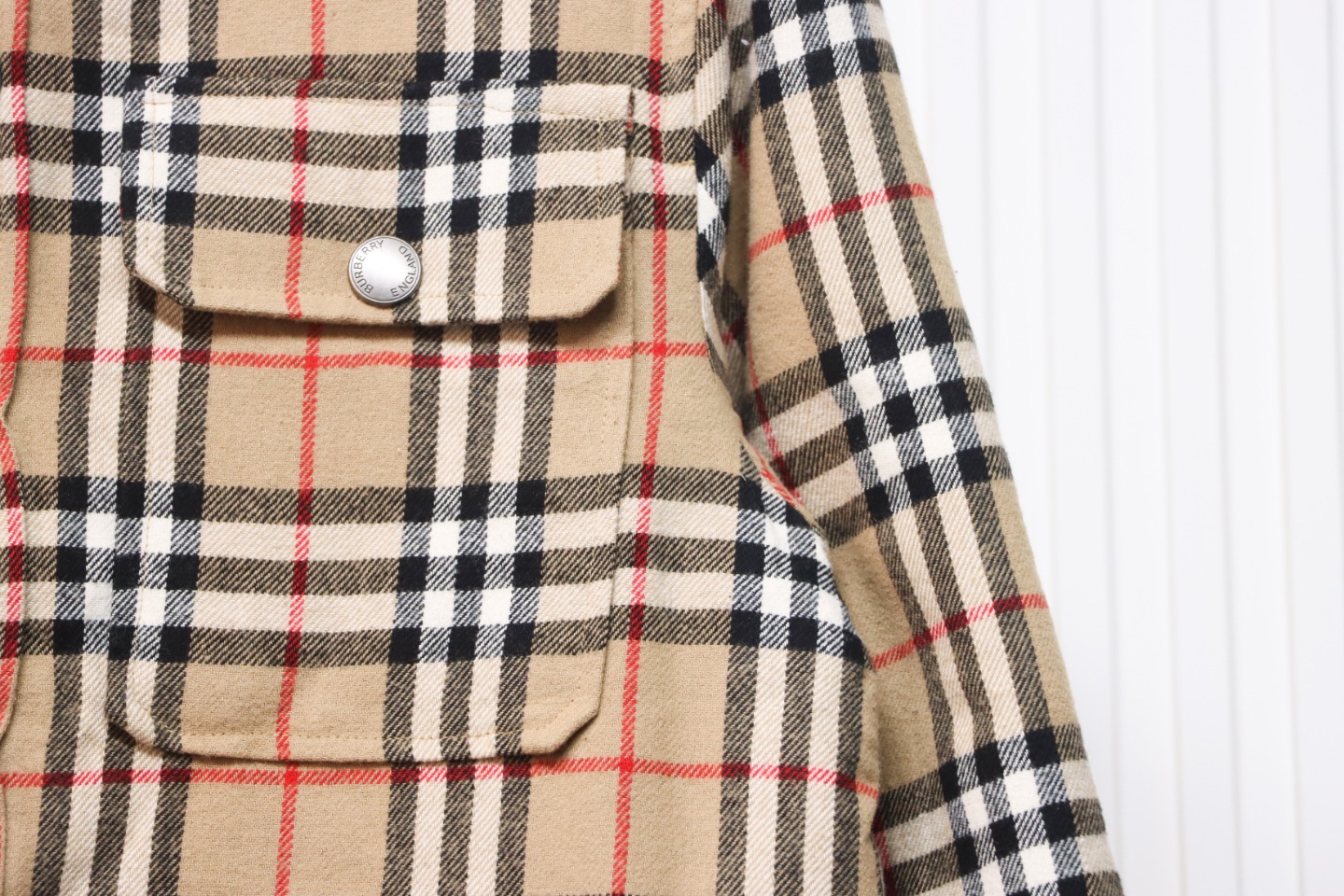 Burberry Calmore Wool Check Shirt Jacket Beige CK 3202023022