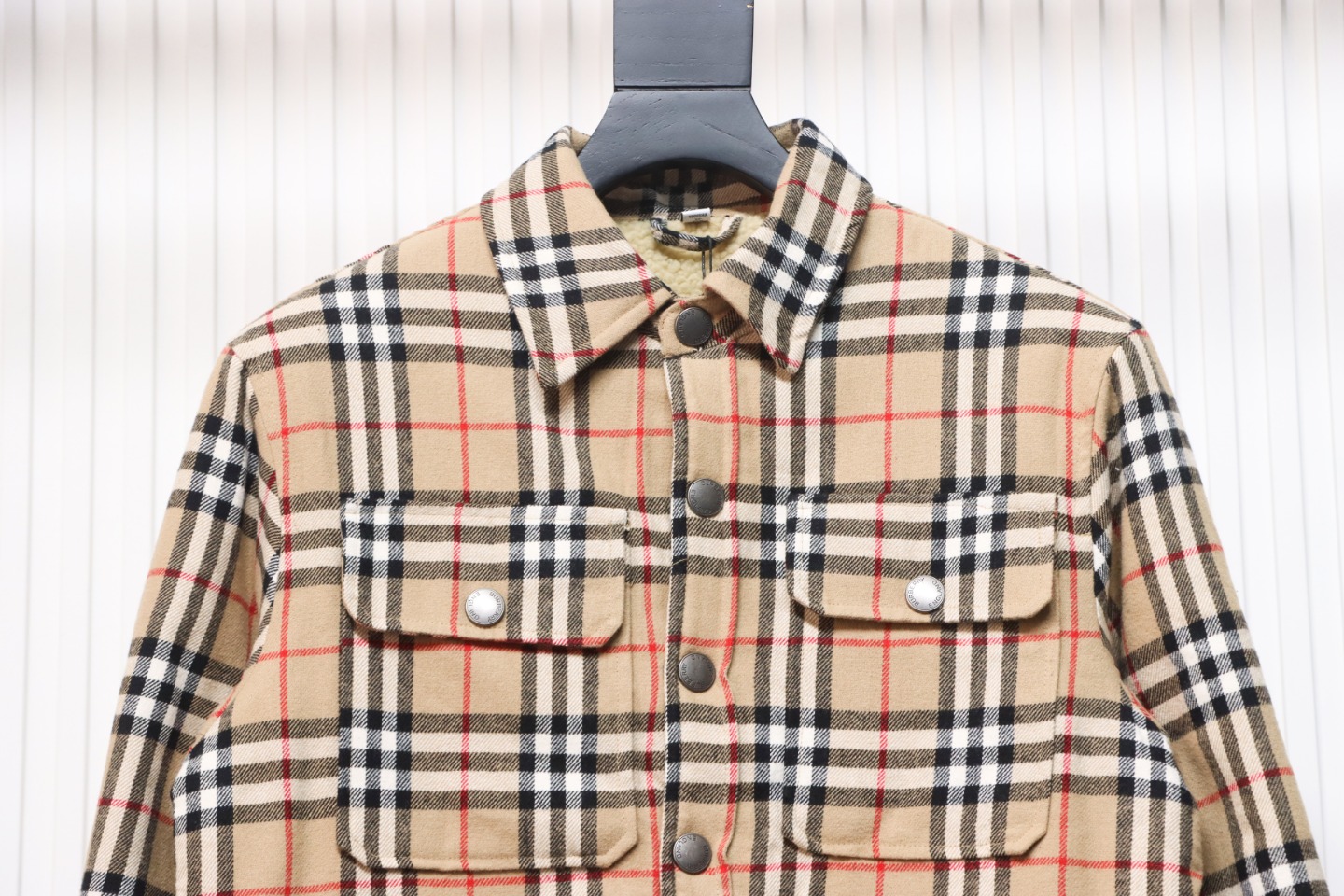 Burberry Calmore Wool Check Shirt Jacket Beige CK 3202023022