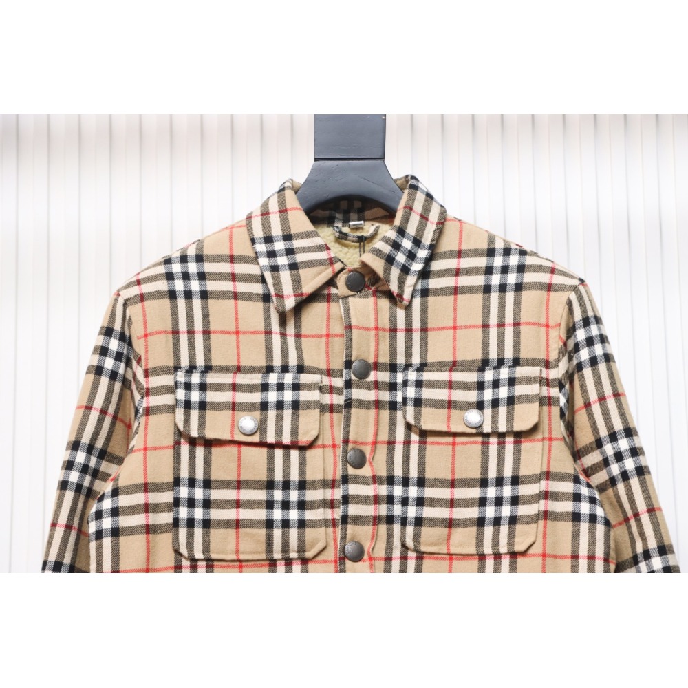 Burberry Calmore Wool Check Shirt Jacket Beige CK 3202023022