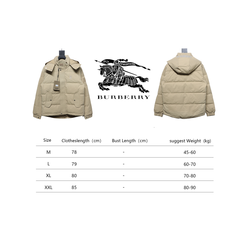 Burberry Embroidered Small Logo Stand Collar Hooded Down Jacket Beige CK22Fw WR6202024050