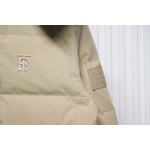 Burberry Embroidered Small Logo Stand Collar Hooded Down Jacket Beige CK22Fw WR6202024050