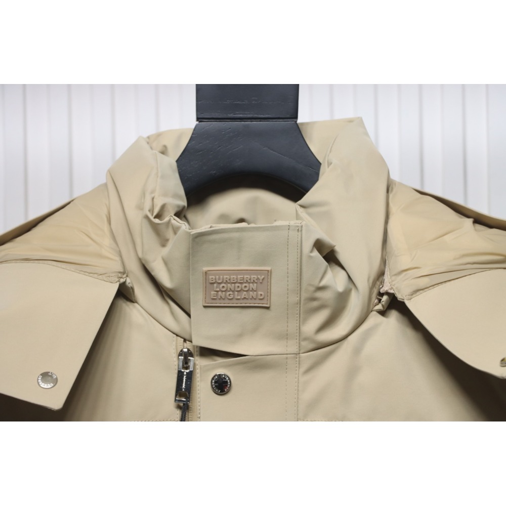 Burberry Embroidered Small Logo Stand Collar Hooded Down Jacket Beige CK22Fw WR6202024050