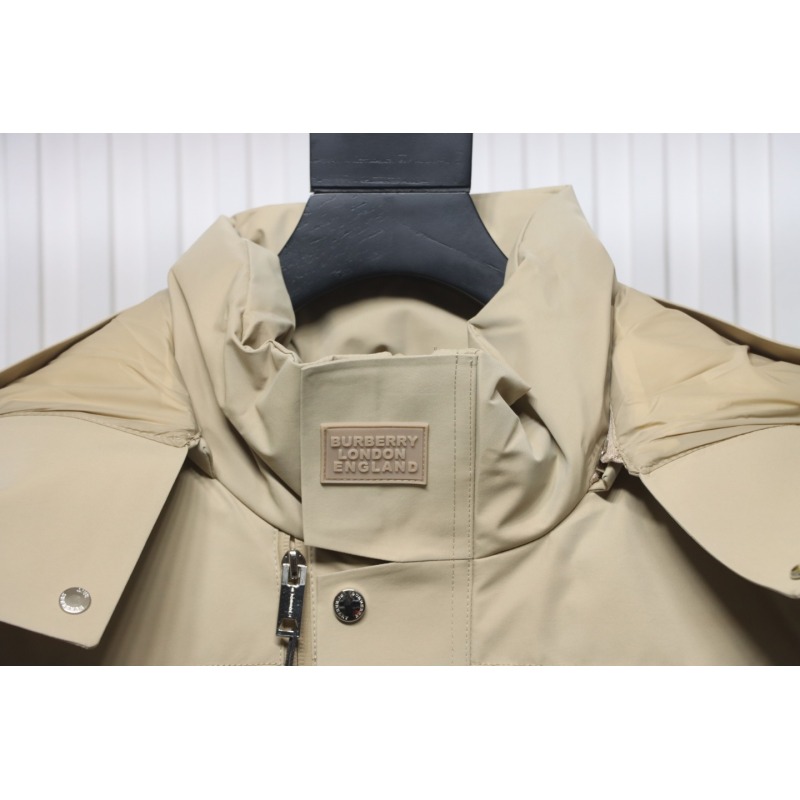 Burberry Embroidered Small Logo Stand Collar Hooded Down Jacket Beige CK22Fw WR6202024050