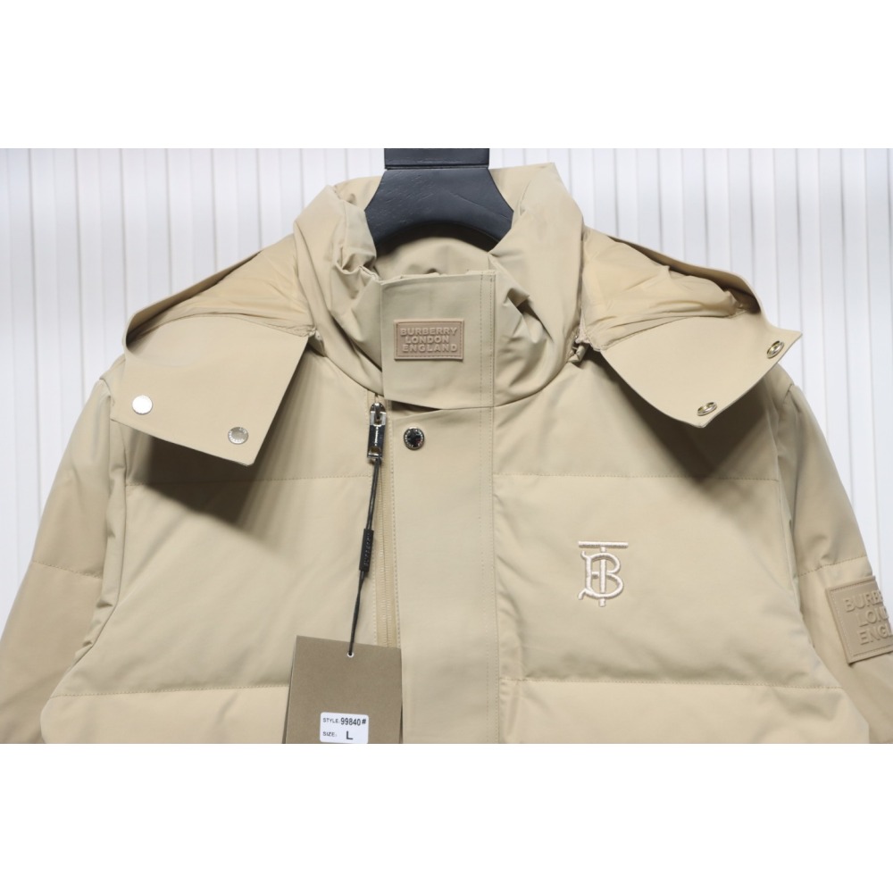 Burberry Embroidered Small Logo Stand Collar Hooded Down Jacket Beige CK22Fw WR6202024050