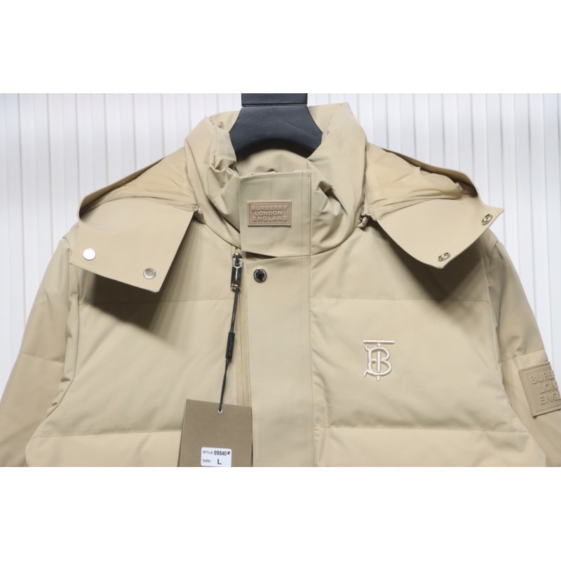 Burberry Embroidered Small Logo Stand Collar Hooded Down Jacket Beige CK22Fw WR6202024050