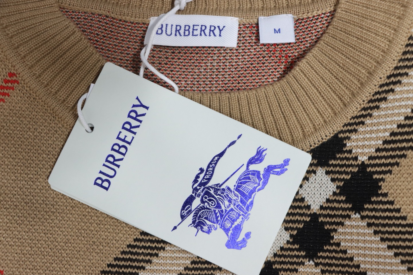 Burberry Check Wool Blend Sweater Sand CK WR3002024018