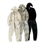 Nike Sportswear Women's Tech Fleece Windrunner Full-Zip Hoodie & Joggers Sweatpants Set Black/Grey/White YZ FB83397 FB8331