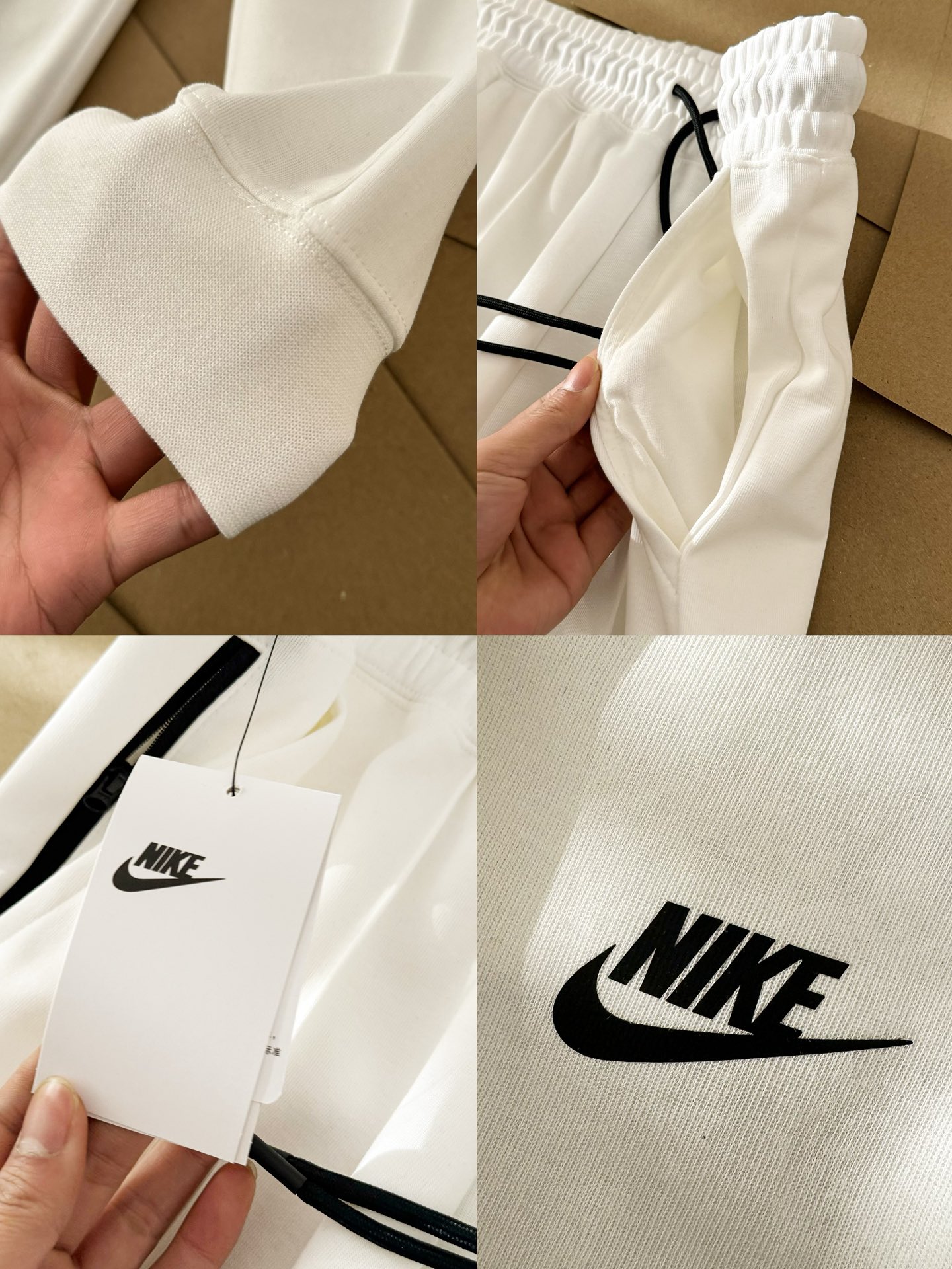 Nike Sportswear Women's Tech Fleece Windrunner Full-Zip Hoodie & Joggers Sweatpants Set Black/Grey/White YZ FB83397 FB8331