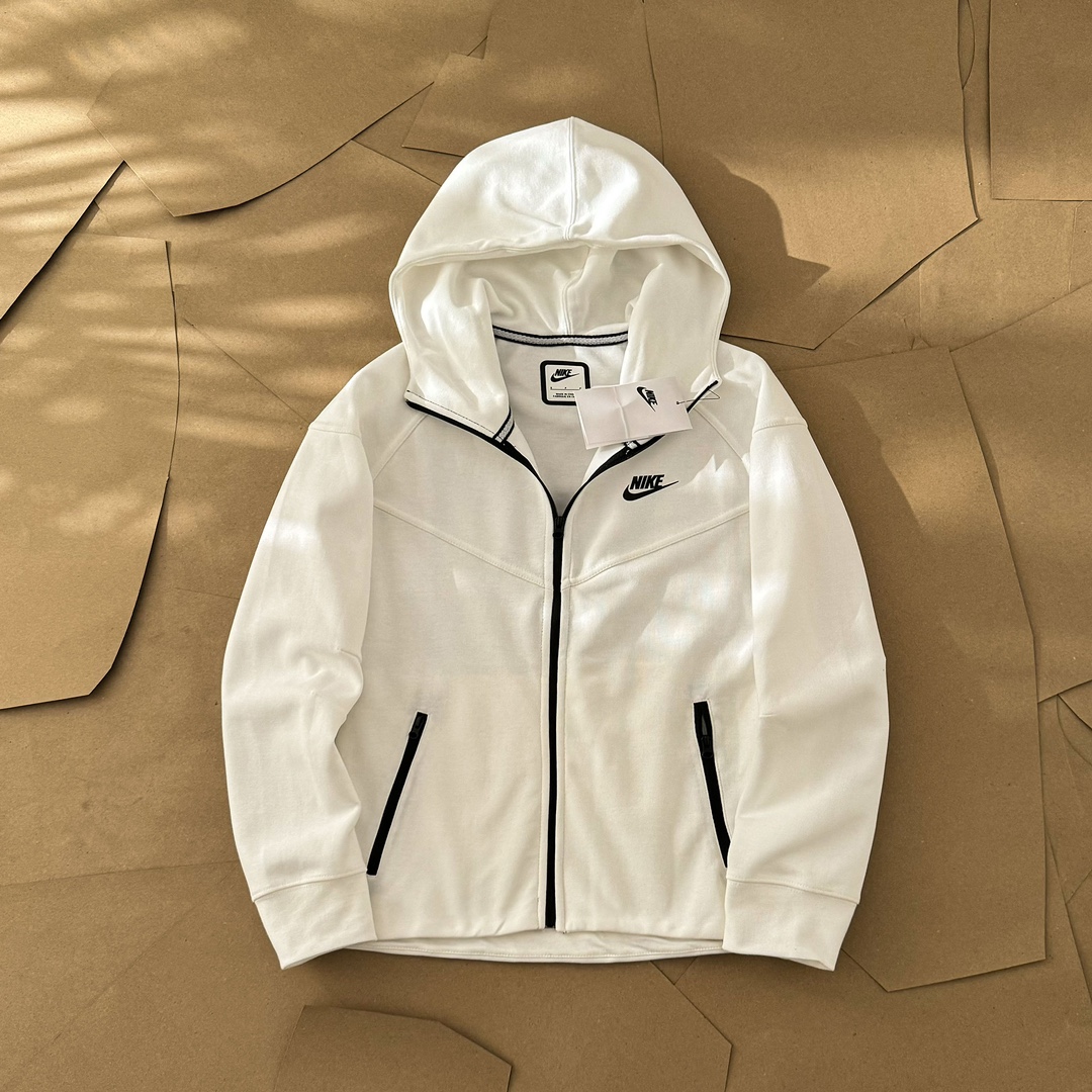 Nike Sportswear Women's Tech Fleece Windrunner Full-Zip Hoodie & Joggers Sweatpants Set Black/Grey/White YZ FB83397 FB8331