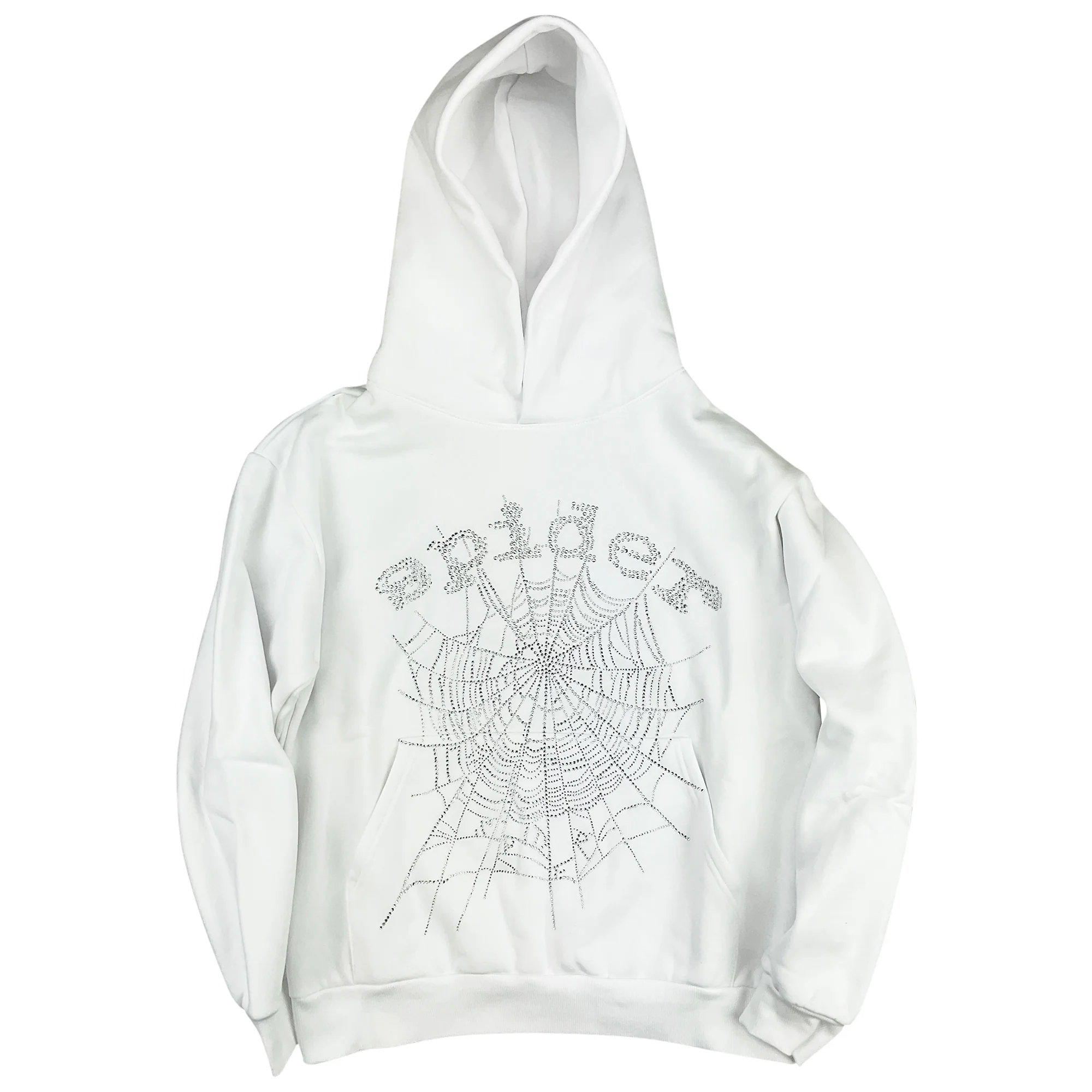 Sp5der OG Rhinestone Hoodie White YZ EG938