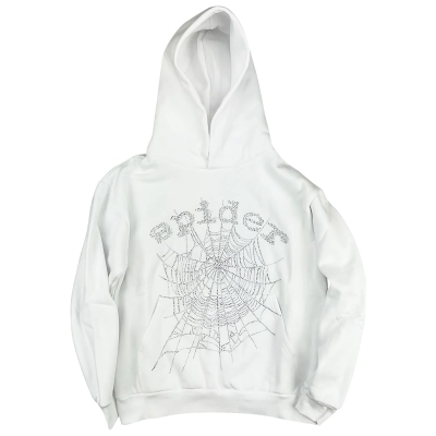 Sp5der OG Rhinestone Hoodie White YZ EG938 01