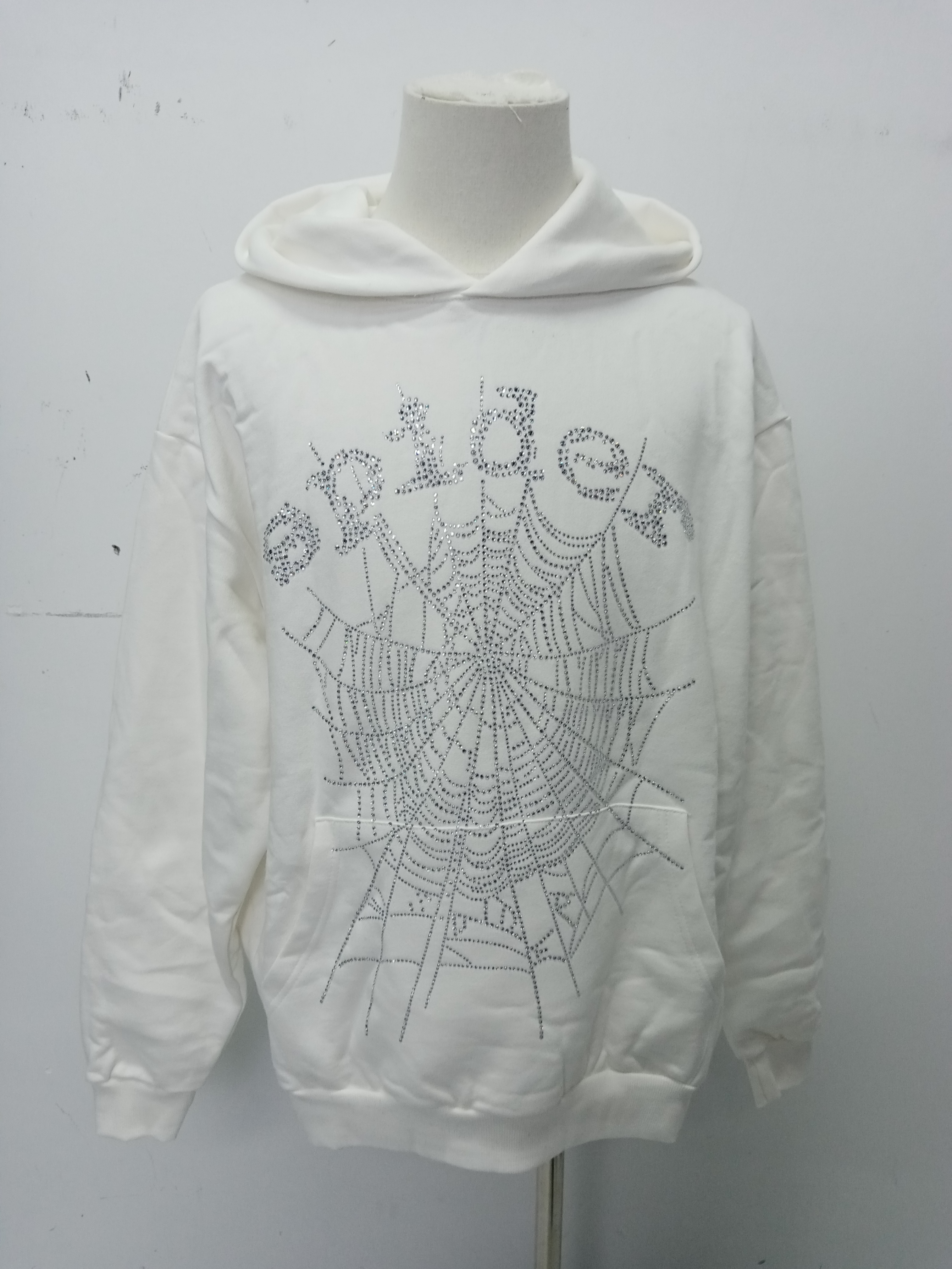 Sp5der OG Rhinestone Hoodie White YZ EG938