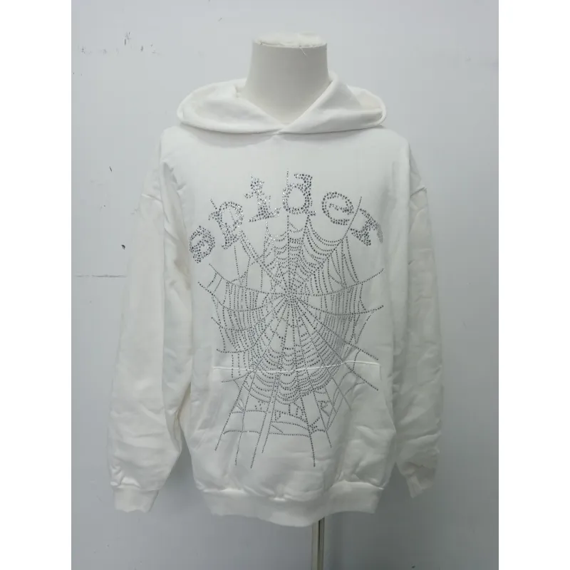 Sp5der OG Rhinestone Hoodie White YZ EG938